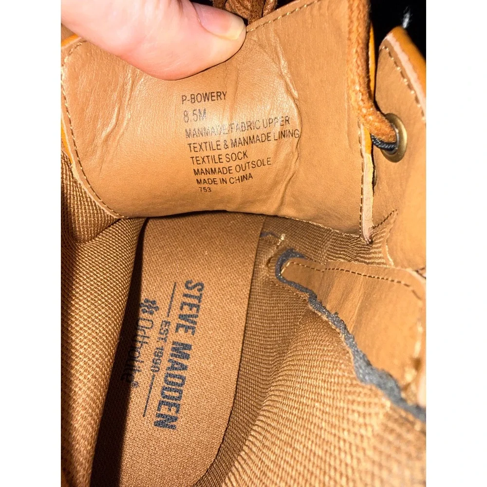 Steve Madden P-Bowery Mens Chukka Boots Cognac Side Zip Lug Sole Size 8.5 NEW